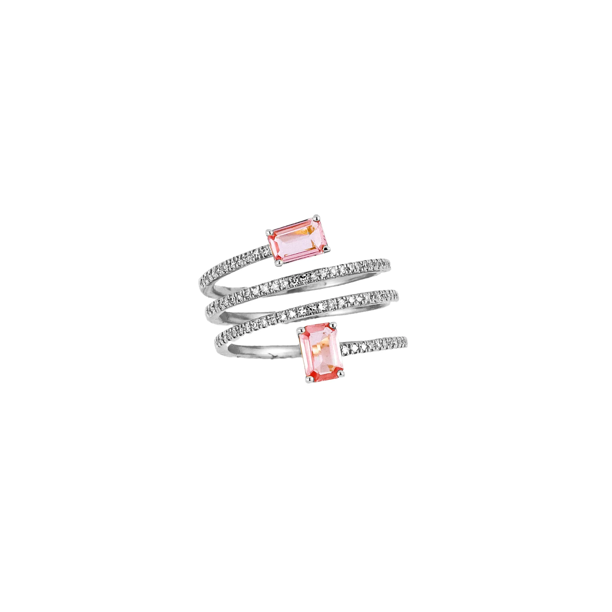 14K Gold Pink Sapphire and Diamond Wrap Around Ring
