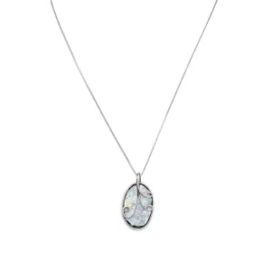 18" Oval Roman Glass with Wire Design Necklace
