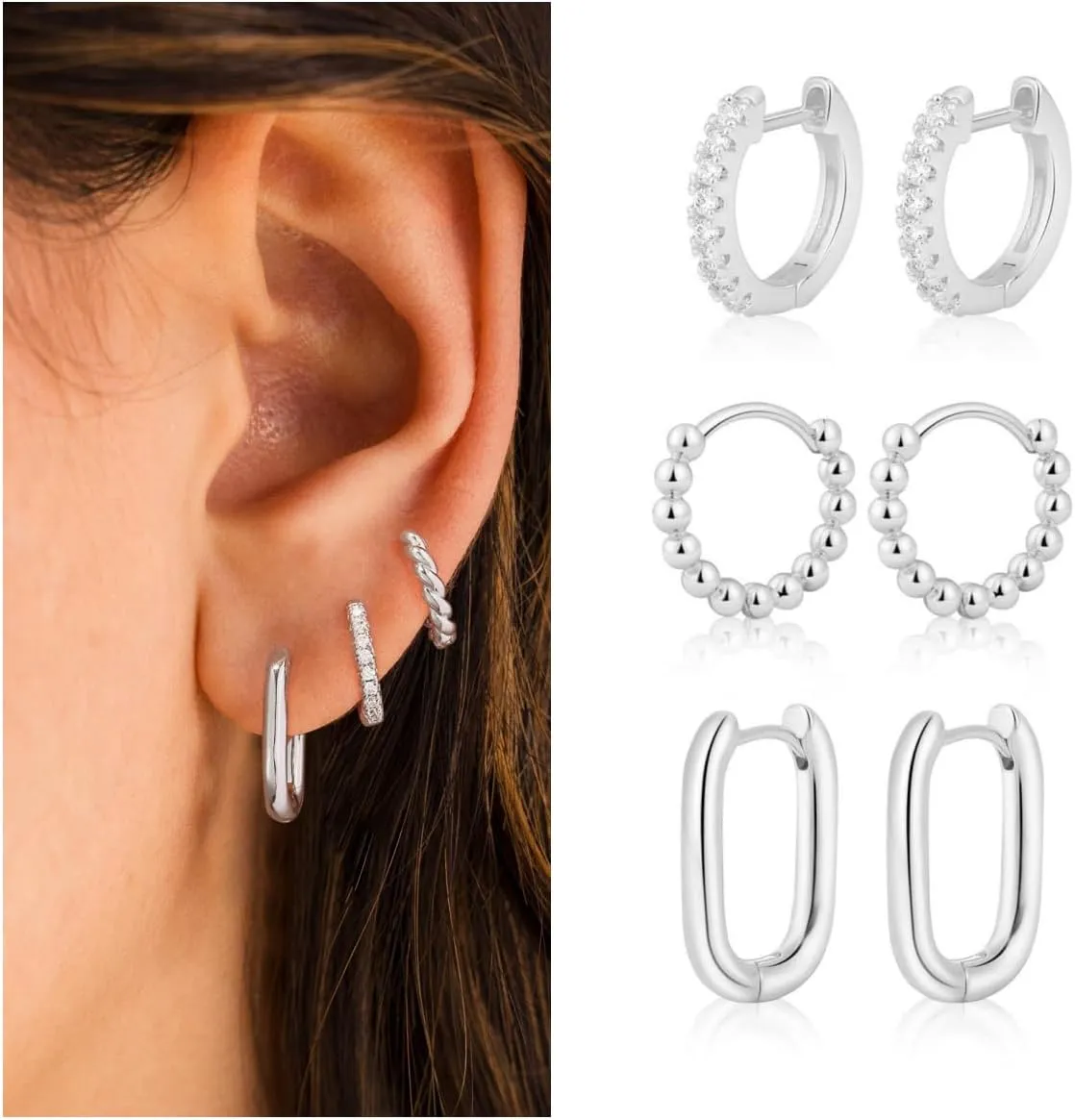 6 Pairs 14K Gold Hoop Earrings for Women,Chunky Hoop Earrings Multipack Hypoallergenic,Lightweight Hoop Earrings for Women Gold Jewelry Gifts