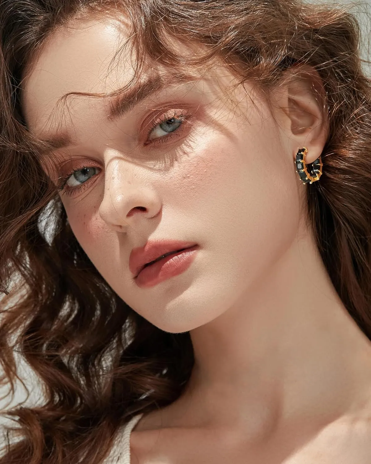 ACECHA Gold Hoop Earrings for Women Trendy, 18K Gold Plated Huggie Hoops Earrings Green Black CZ Hypoallergenic Earring Dainty Jewelry Gift