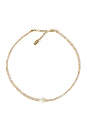 ARMS OF EVE MILA GEMSTONE AND PEARL CHOKER NECKLACE - GOLD