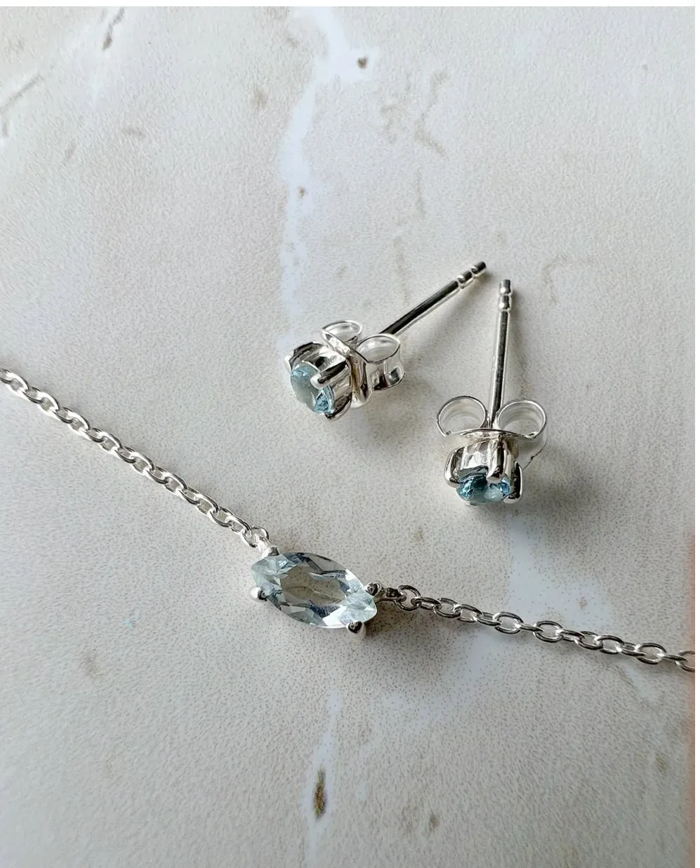 Aurora Aquamarine Necklace Silver