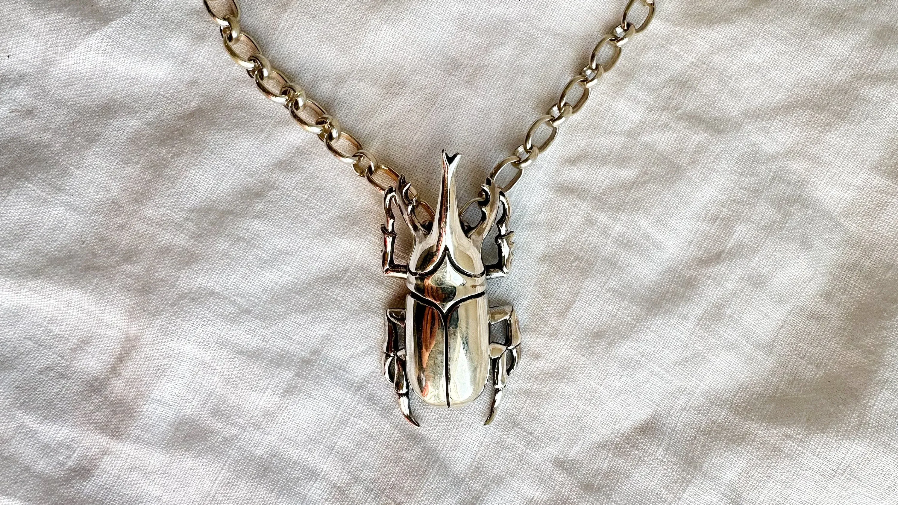 Beetle Pendant Necklace. Sterling Silver. 2270