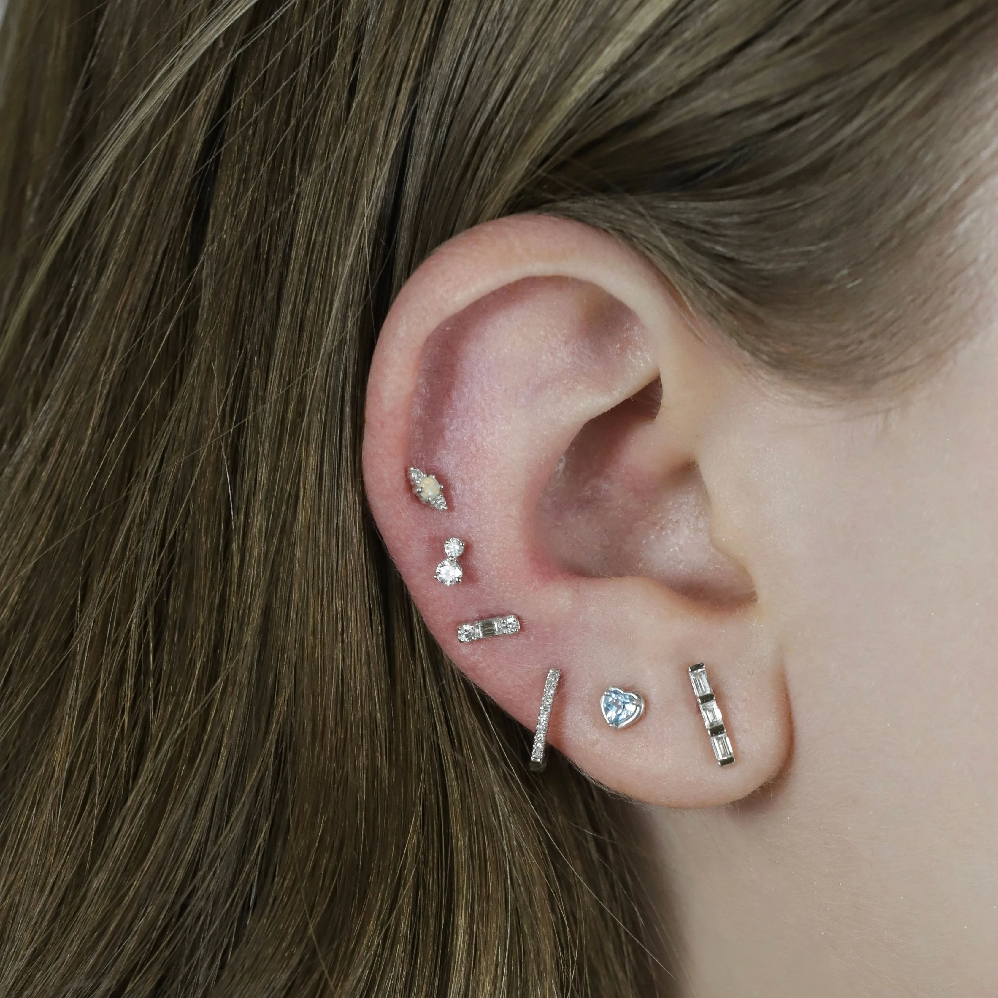 Birthstone Heart Stud Earring