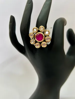 Cocktail Kundan Finger Ring