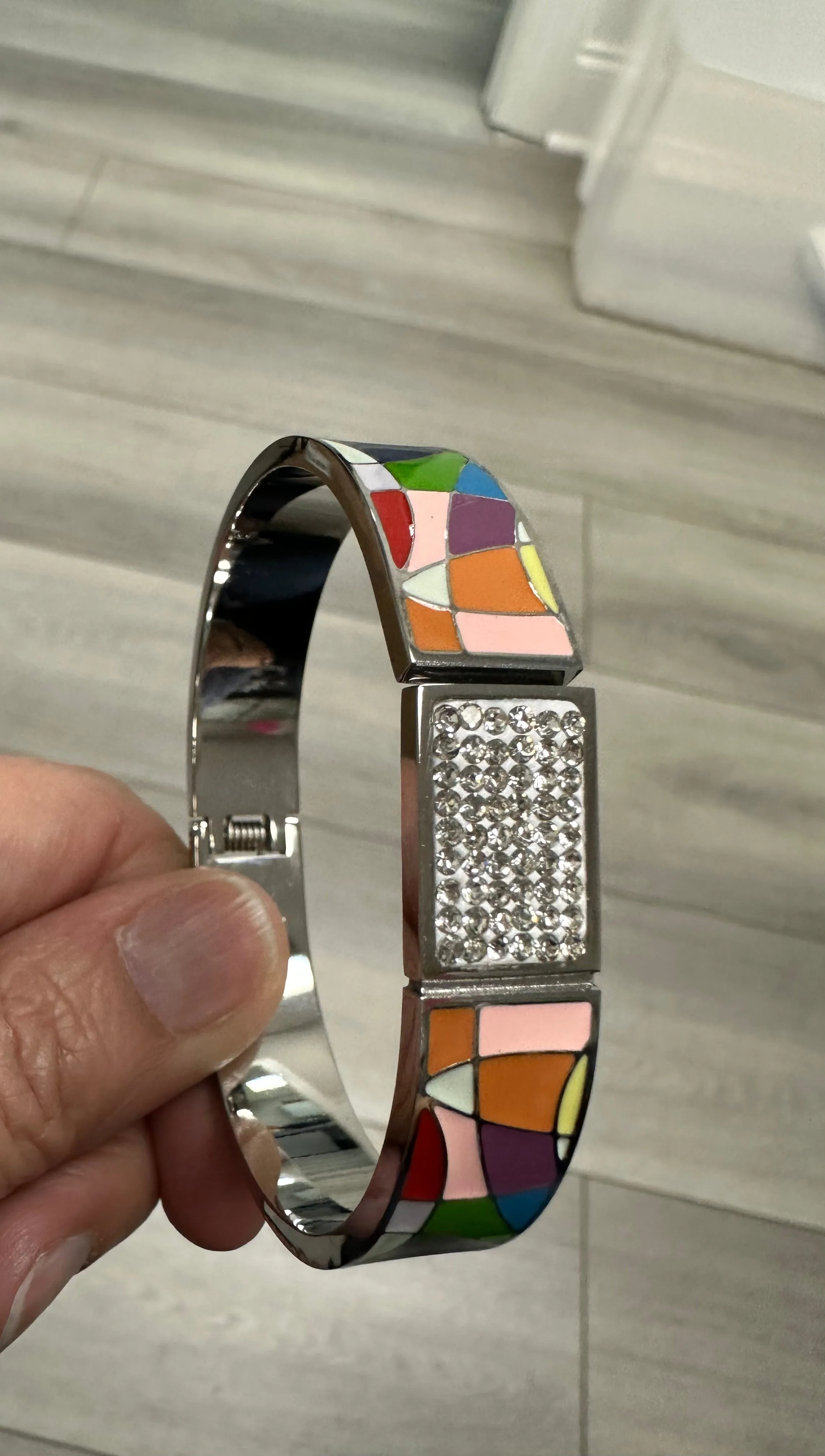 Enamel And CZ Bangle