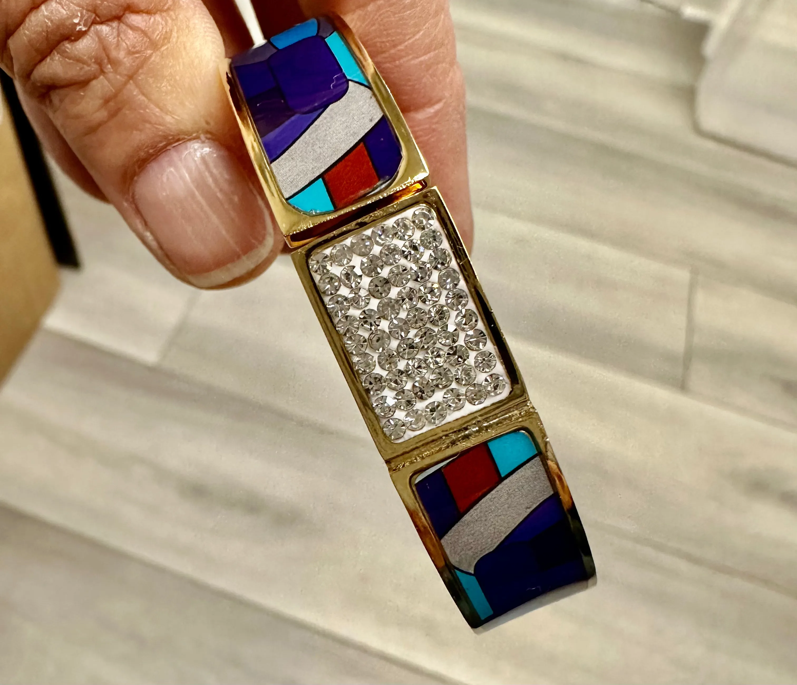 Enamel And CZ Bangle