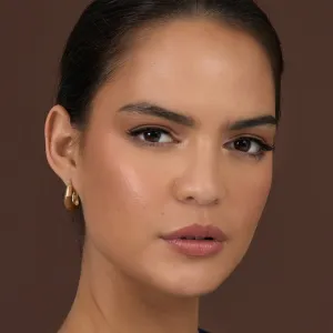 Enamel Dipped Metal Hoop Earrings (Tan)
