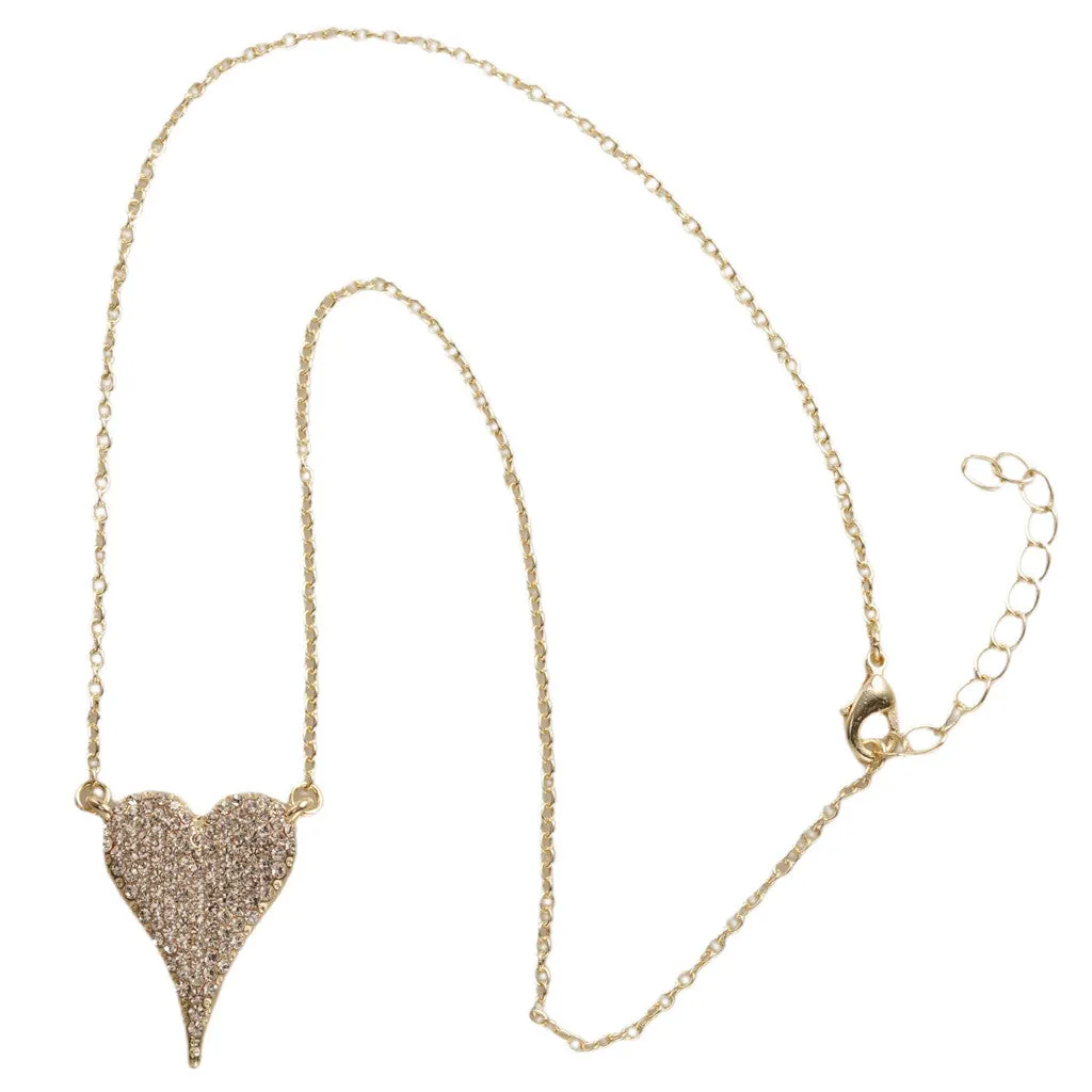 Fossick 16" Pave Heart Necklace in Silver or Gold