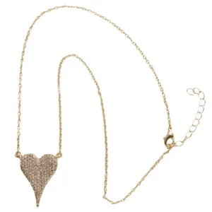 Fossick 16" Pave Heart Necklace in Silver or Gold