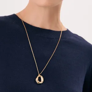 Long Ring Drop Pendant Necklace (Silver)