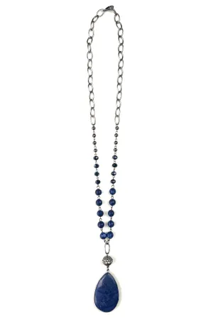 Lost And Found Chain Rosaries Necklace With Oval Stone Pendant