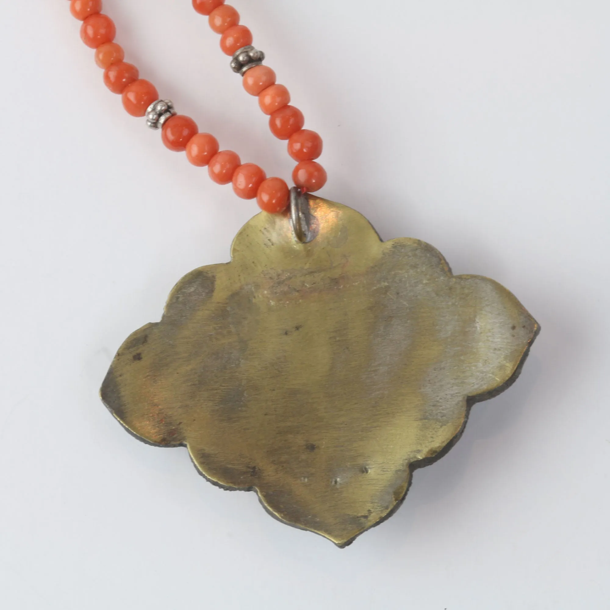 Mediterranean Coral Necklace with coral pendant, 18 inches. j-nlja917