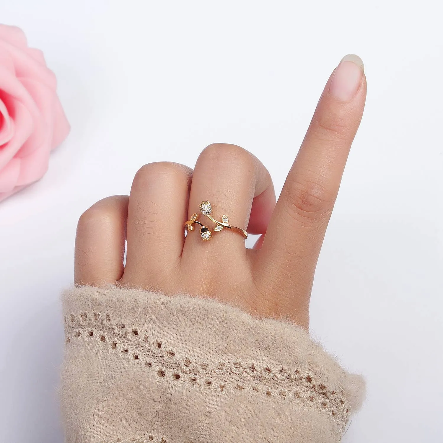 Minimalist Thin Gold Rose Ring