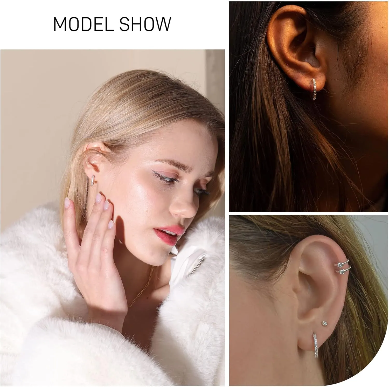 PABBEU Gold Hoop Earrings for Women Sterling Silver Post Small Gold Hoop Earrings 14k Real Gold Tiny Hypoallergenic Small Hoop Earrings Set for Women Men 13/15 /20mm