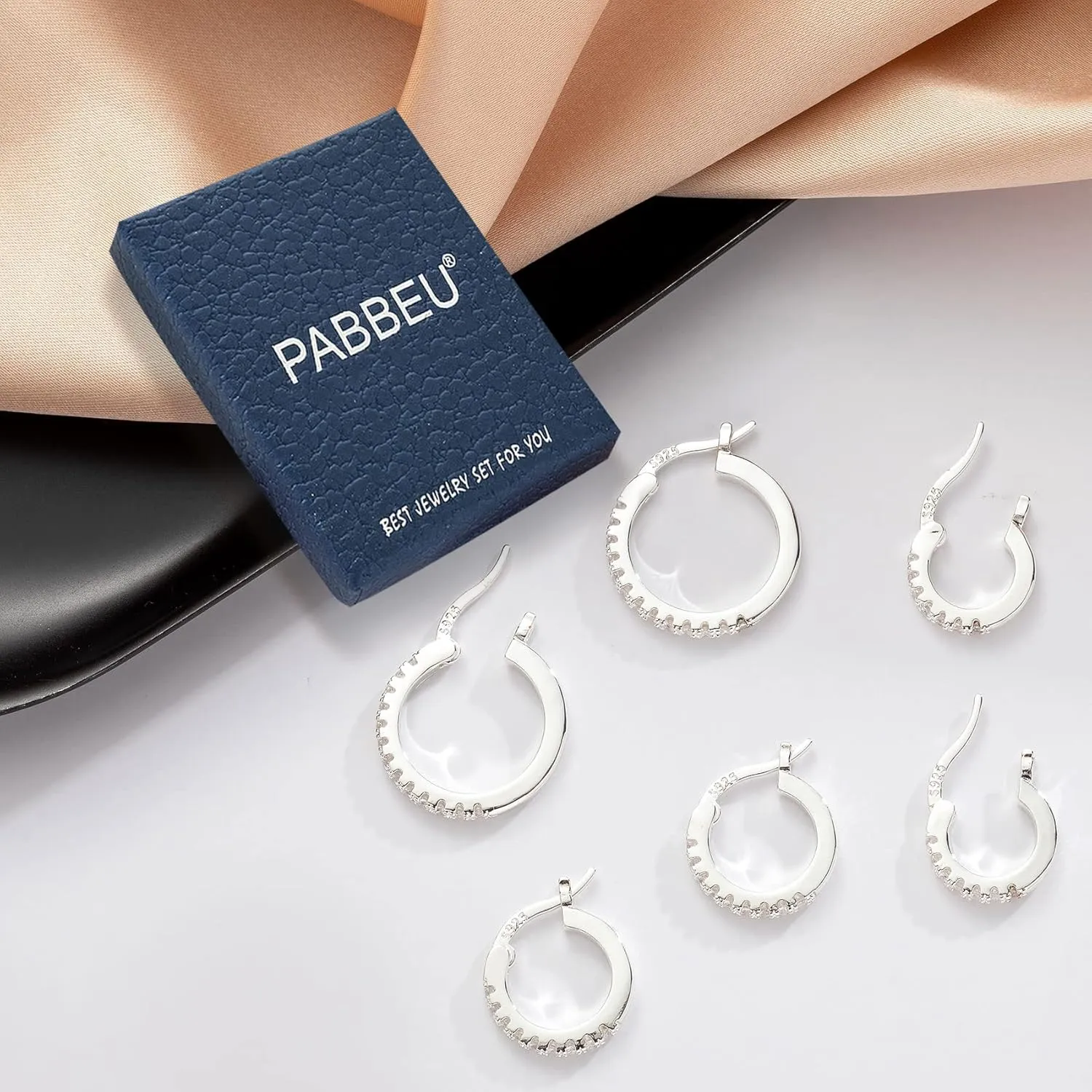 PABBEU Gold Hoop Earrings for Women Sterling Silver Post Small Gold Hoop Earrings 14k Real Gold Tiny Hypoallergenic Small Hoop Earrings Set for Women Men 13/15 /20mm