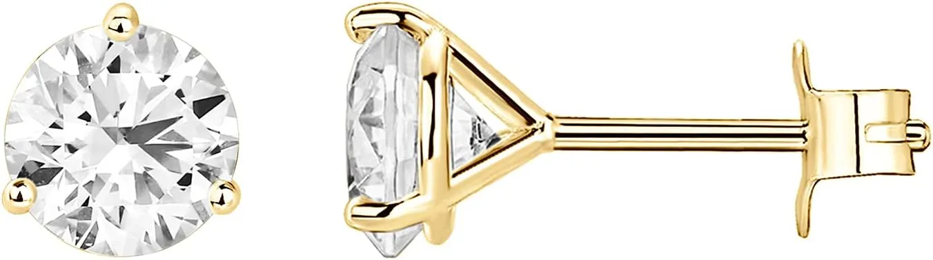 PAVOI 14K Gold Plated Sterling Silver Cubic Zirconia Stud Earrings for Women | Simulated Diamond CZ Earrings