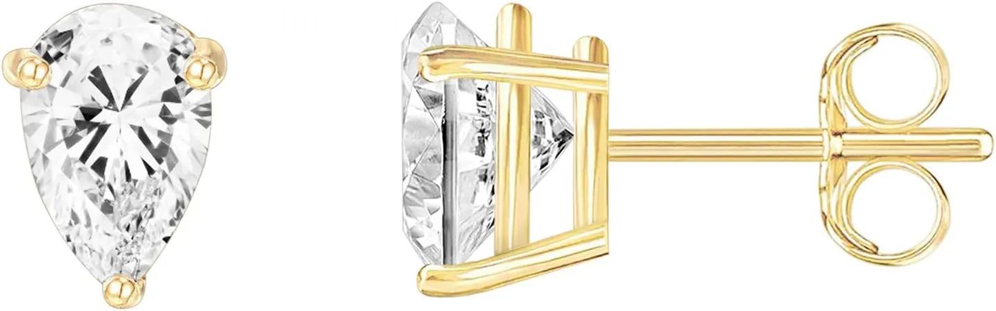 PAVOI 14K Gold Plated Sterling Silver Cubic Zirconia Stud Earrings for Women | Simulated Diamond CZ Earrings