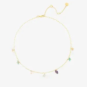 Pura Vida Gemstone Drop Chain Necklace  Handcrafted Coastal Crystals on a Gold-Plated Paperclip Chain