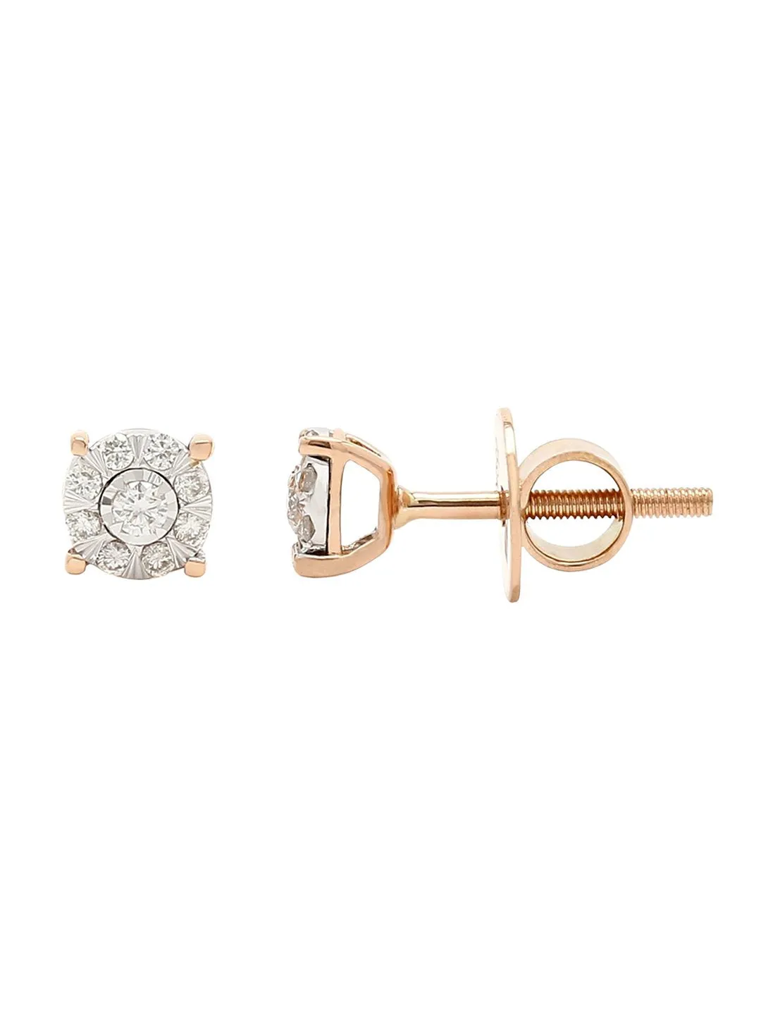 Real Diamond Illusion Cluster Stud Earring