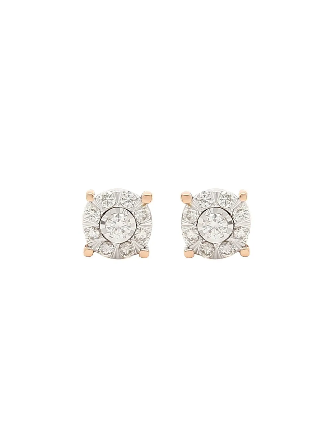Real Diamond Illusion Cluster Stud Earring