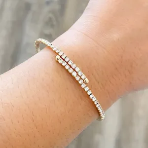 Single Fine Crystal Flexi Bracelet in Gold