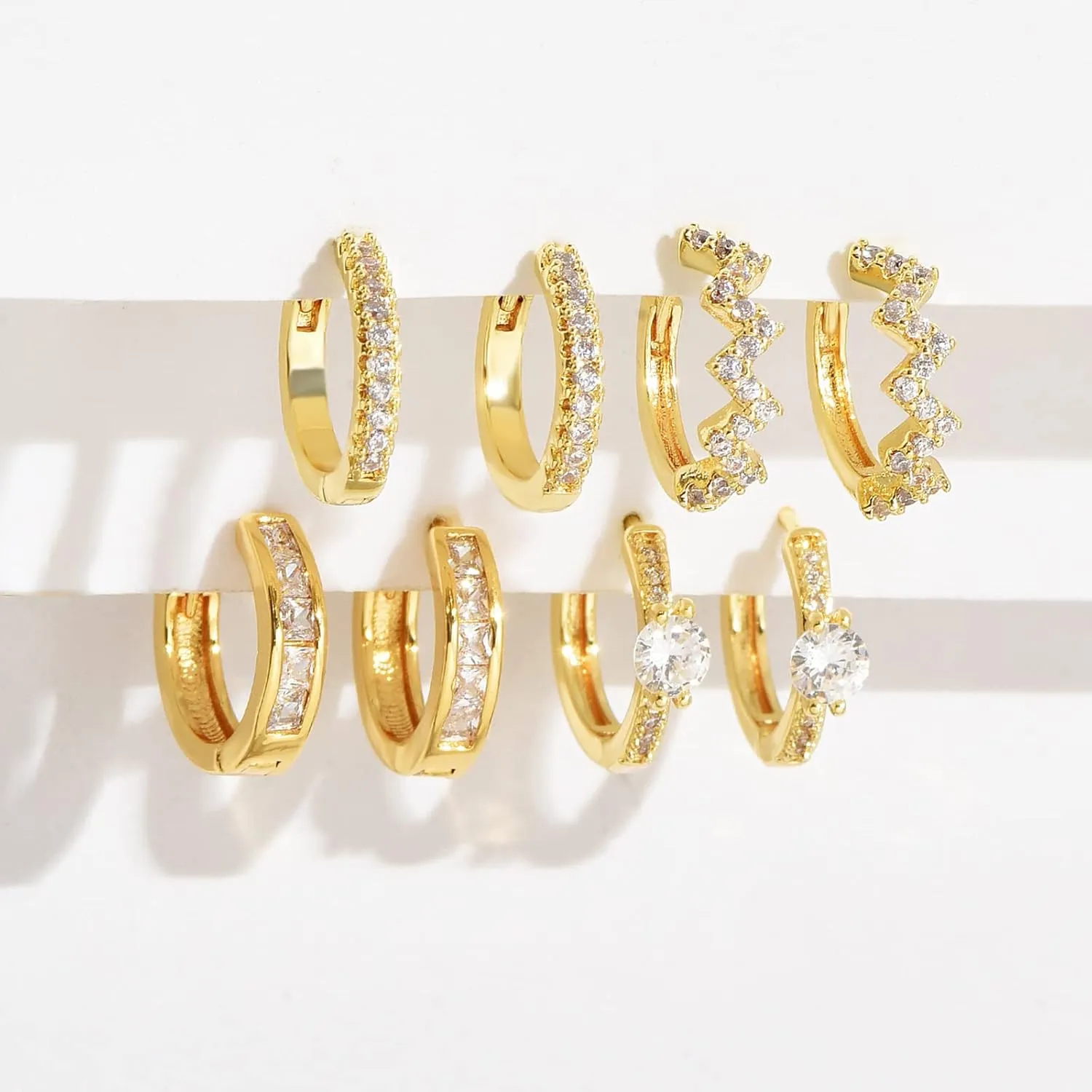 Small Gold Huggie Hoop Earrings Set for Women, Hypoallergenic Twisted Cartilage Hoops Lightweight, Tiny Diamond Hoop Earrings Jewelry for Multiple Piercing