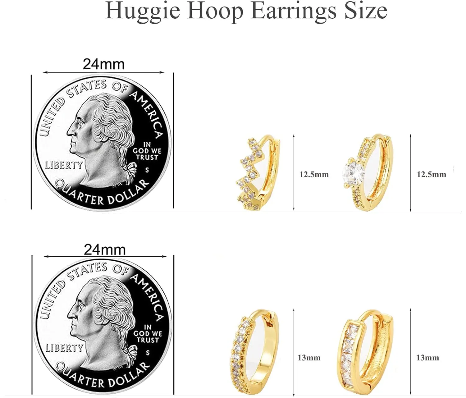 Small Gold Huggie Hoop Earrings Set for Women, Hypoallergenic Twisted Cartilage Hoops Lightweight, Tiny Diamond Hoop Earrings Jewelry for Multiple Piercing